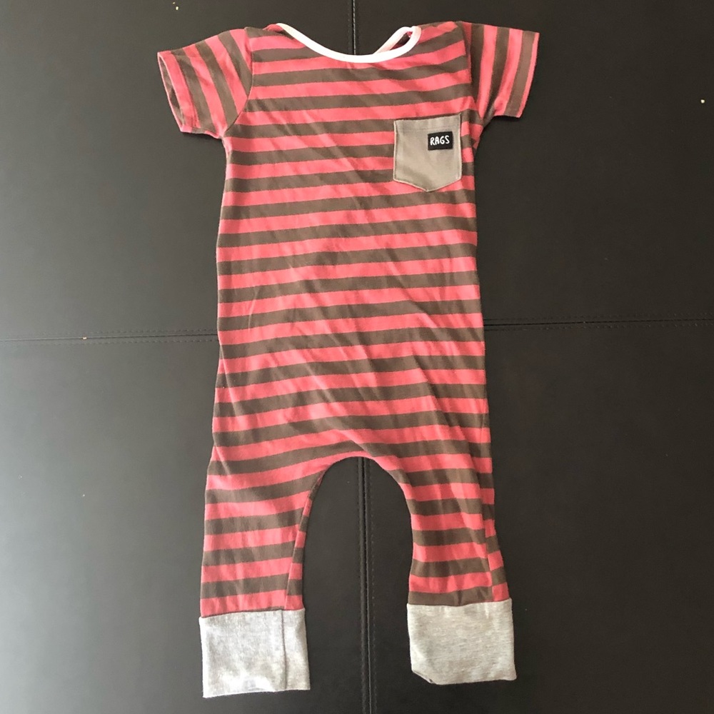 Rags to Raches - Pink and Brown Striped Romper